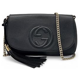 Bolsa tiracolo Gucci Soho em couro preto Preto