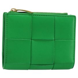 BOTTEGA VENETA MAXI INTRECCIATO Cassette Wallet Leather Green Auth 188052A Green