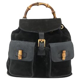 Gucci Vintage Bamboo Daim Medium Noir