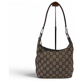 Gucci GG Canvas Schultertasche Schwarz Silber Schwarz Silber
