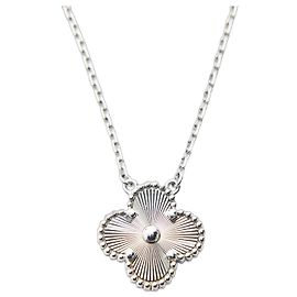 Collar Van Cleef & Arpels Au750 Alhambra Guilloche en oro blanco Blanco