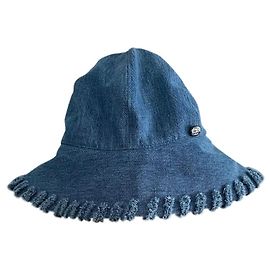 Chanel Denim Bucket Hat with Ruffled Brim Blue