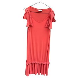 Red Valentino Valentino Cold-Shoulder Ruffle Dress / Women's M (Midi) / Coral Pink Pink