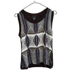 Just Cavalli ärmelloses Top mit Op-Art Muster Schwarz Weiß