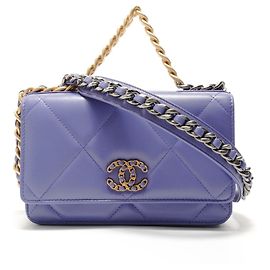 Bolsa de ombro Chanel 19 Matelassé em Roxo Roxo