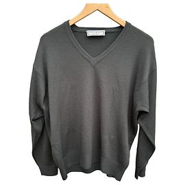 Yves Saint Laurent Pour Homme V-Ausschnitt Pullover aus Wolle Anthrazitgrau