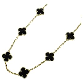 Van Cleef & Arpels Vintage Alhambra Necklace Black Golden