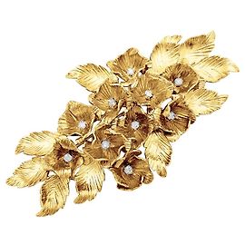 Autre Marque Broche "Fleurs", oro amarillo y diamantes. Otro