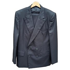 Burberrys Men's Double-Breasted Wool Suit - Black Black