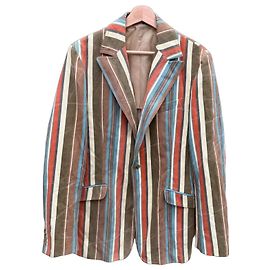 Blazer a righe D&G Dolce & Gabbana Marrone Bianco Rosso Blu Beige