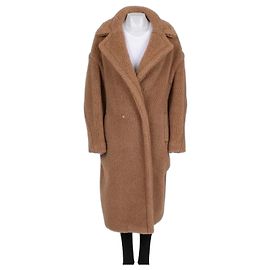 Max Mara Camel Wool & Silk Oversize Teddy Coat Sz.L Pre-owned Other