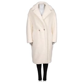 Max Mara White Straight Cut Teddy Coat L pre-owned Other