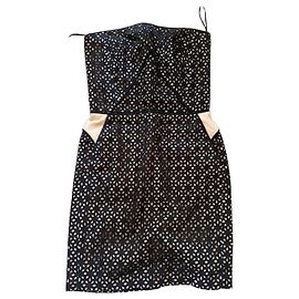 Maje Vestido bustier preto com recortes Preto Bege