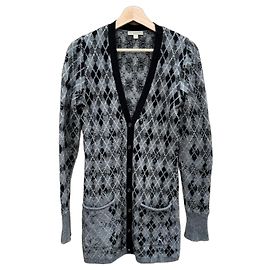 Cardigan en tricot argyle Burberry Brit Noir Gris