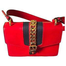 Gucci Sylvie red leather shoulder bag + 2nd new shoulder strap Red Multiple colors