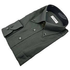 Yves Saint Laurent Camicia Micro-Weave Verde Foresta Scuro 43/17 Verde