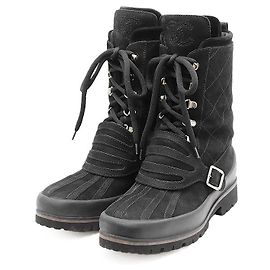 Bottines Matelasse en nubuck Chanel Snow Noir