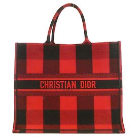 Sac cabas en toile Christian Dior Book Tote Rouge