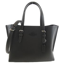 Bolsa de ombro de couro Coach Preto