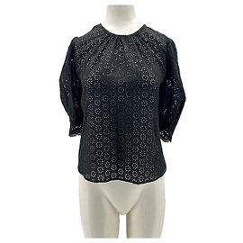 Top Maje negro transparente de algodón Talla 38 Negro
