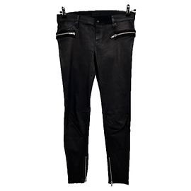 Luc Duchène Calça de couro preta com fecho Preto
