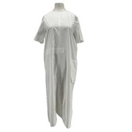 Autre Marque Vestido largo blanco de algodón Blanco