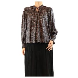 Ulla Johnson Satinbluse mit schwarzem Rosenprint - UK 10 Schwarz