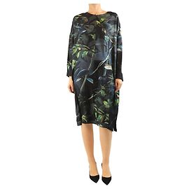 Etro Robe midi à imprimé feuillage avec fermeture éclair devant - taille UK 16 Multicolore