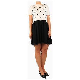 Red Valentino Robe t-shirt brodée blanc et noir - taille M Blanc