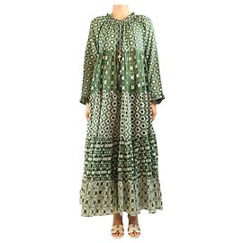 Yvonne S Robe maxi imprimée en coton vert - taille M Vert