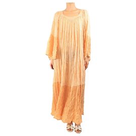 Lisa Marie Fernandez Robe maxi en mélange de coton à rayures orange - taille M Orange