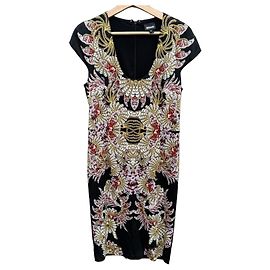 Just Cavalli Robe Noire Imprimée Baroque Noir Multicolore Doré