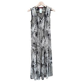 Max Mara Studio Seiden-Maxikleid mit Palmblattprint Schwarz Beige