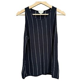 Max Mara Striped Sleeveless Knit Top Black