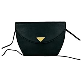 Sac à bandoulière en cuir noir vintage Yves Saint Laurent Noir