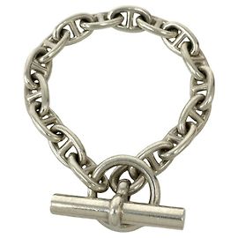 Hermès Pulseira Charm Hermes Silver 925 Chaine d'Ancre Prata
