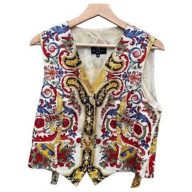 Chaleco de seda estampado barroco Etro Blanco Roja Azul Dorado Otro