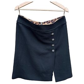 Dolce & Gabbana Black Virgin Wool A-Line Midi Skirt Black Leopard print