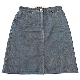 Fendi Jeans Saia em Denim Evasê Azul