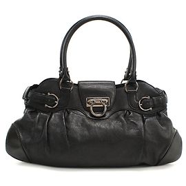 Borsa a mano in pelle nera Salvatore Ferragamo Nero
