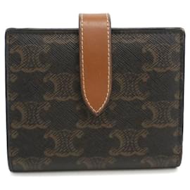 Céline Celine Bi-fold Wallet in Brown Triomphe Canvas Brown