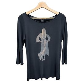 Class Roberto Cavalli Graphic Print Viscose Blend T-Shirt - Black Black