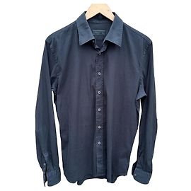 Prada Milano Hemd aus schwarzer Stretch-Baumwolle Schwarz