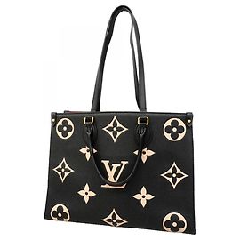 Borsa Tote Louis Vuitton Monogram Empreinte Bicolor OnTheGo MM Nero Beige