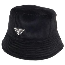 Gorra bucket de pana con logotipo Triangle Prada Negro