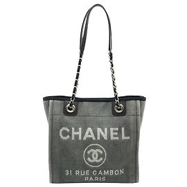 Chanel Gray Mini Canvas Deauville Tote Brown