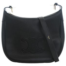 Céline Bolsa de ombro Heloise em couro de bezerro de grão macio preto Medium da Celine Preto