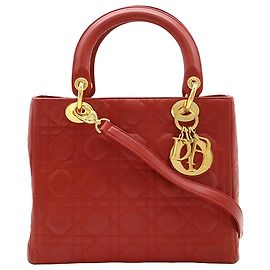 Lady Dior aus Lammleder Cannage rot Größe Medium Rot