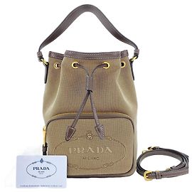 Bolsa de mão 2-Way em jacquard com logotipo Duet da Prada, bege Bege