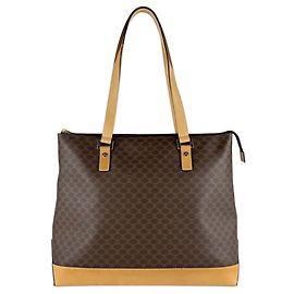 Céline Celine Macadam Coated Canvas Shoulder Bag Brown